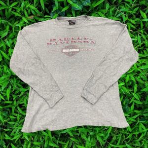 Harley Davidson of Edison Highland Double Sided Long Sleeve Grey Thermal Tee L